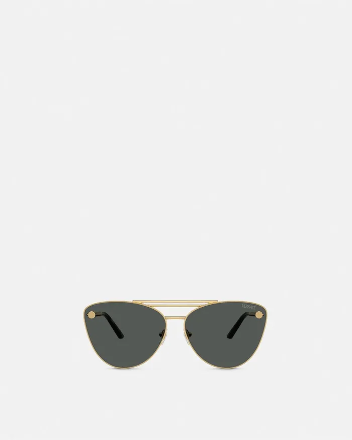Versace Sunglasses Women Tubular Greca CatEye Sunglasses Blackgold