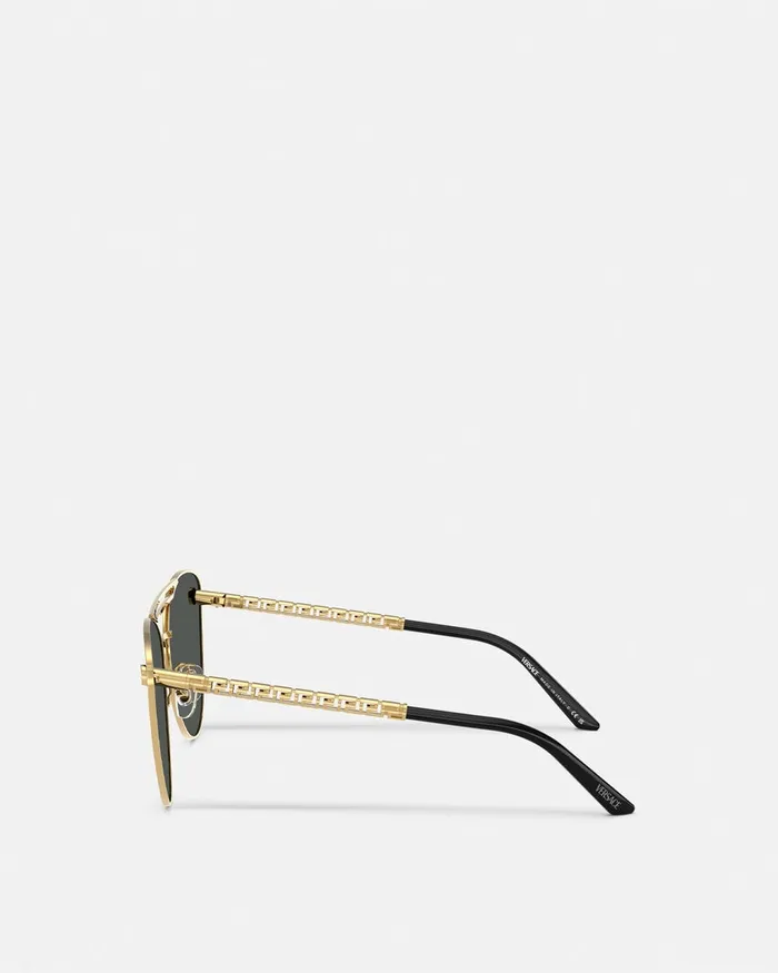 Versace Sunglasses Women Tubular Greca CatEye Sunglasses Blackgold