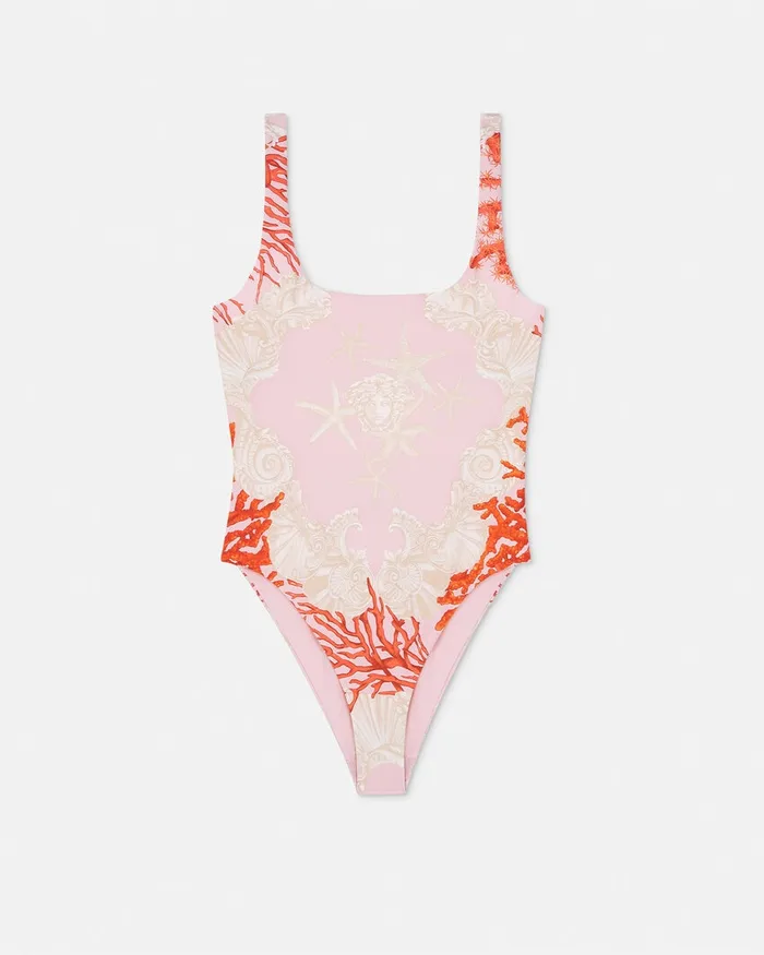 Versace Swimwear Women Barocco Sea OnePiece Swimsuit Pinkprint