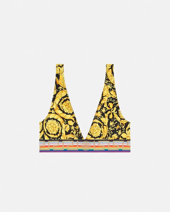 Versace Swimwear Women Pride Barocco Triangle Bikini Top Blackprint