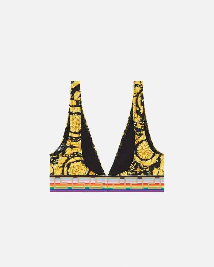 Versace Swimwear Women Pride Barocco Triangle Bikini Top Blackprint