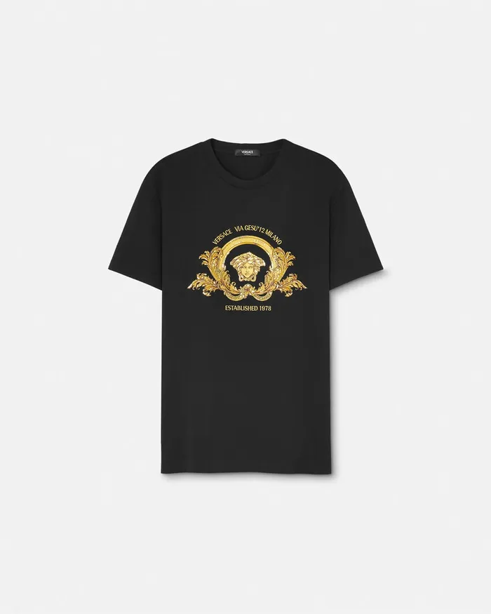 Versace TShirts and Polos Men Embroidered Coupe Blason TShirt Black