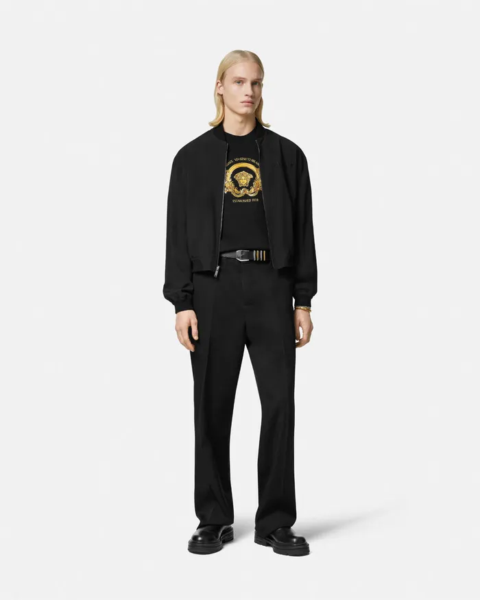 Versace TShirts and Polos Men Embroidered Coupe Blason TShirt Black