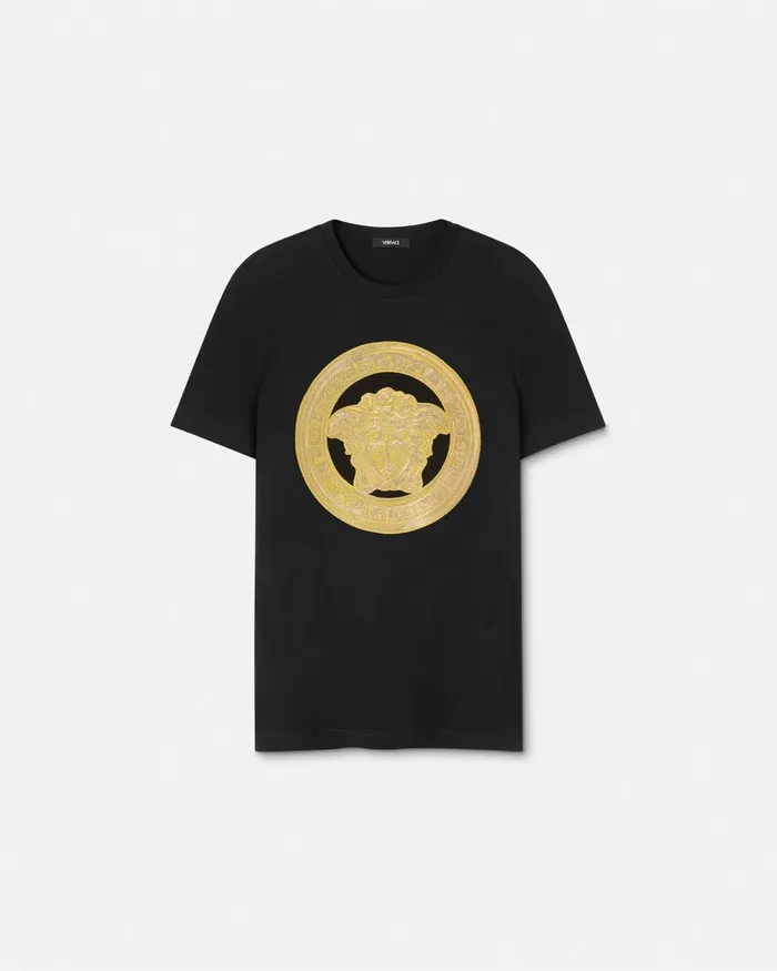 Versace TShirts and Polos Men Embroidered Medusa TShirt Black