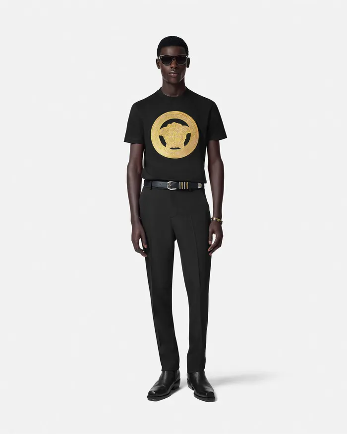Versace TShirts and Polos Men Embroidered Medusa TShirt Black