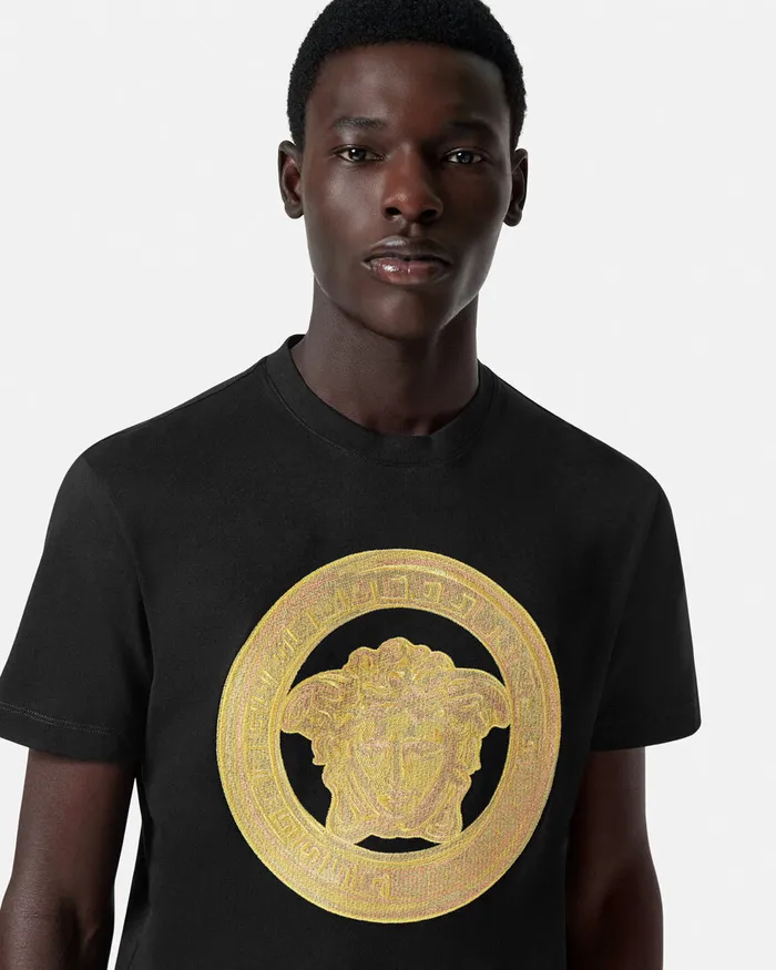 Versace TShirts and Polos Men Embroidered Medusa TShirt Black