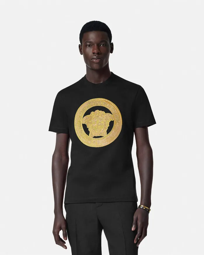 Versace TShirts and Polos Men Embroidered Medusa TShirt Black