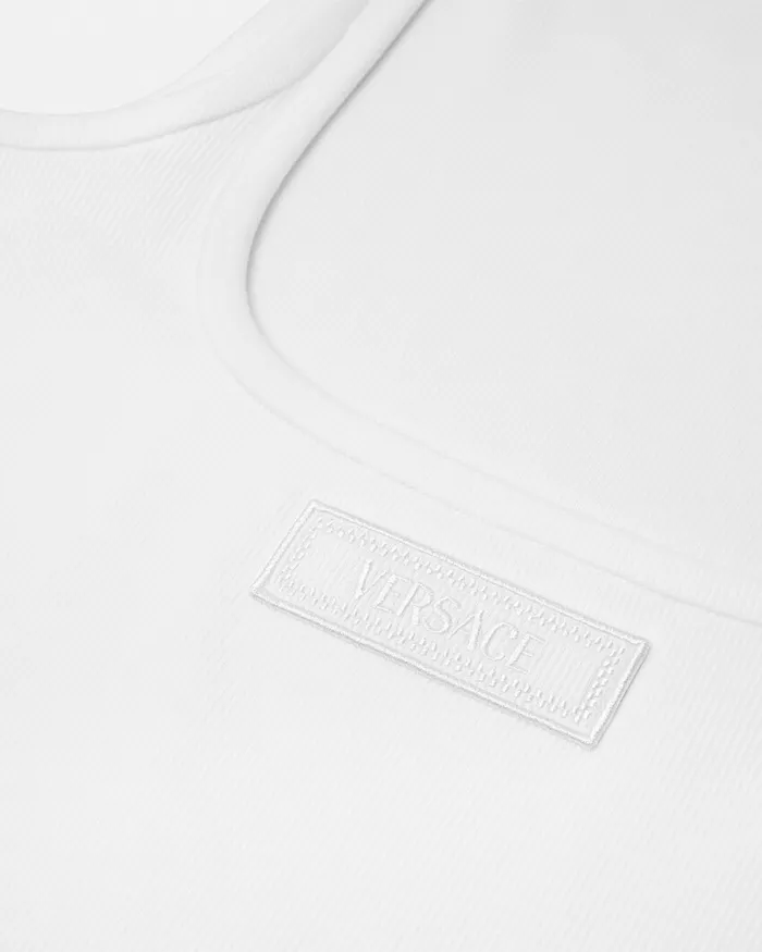 Versace TShirts and Sweatshirts Women 90s Vintage Logo Ribbed Tank Top White