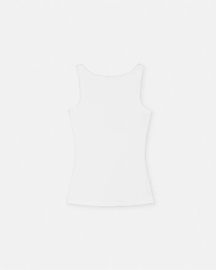 Versace TShirts and Sweatshirts Women 90s Vintage Logo Ribbed Tank Top White