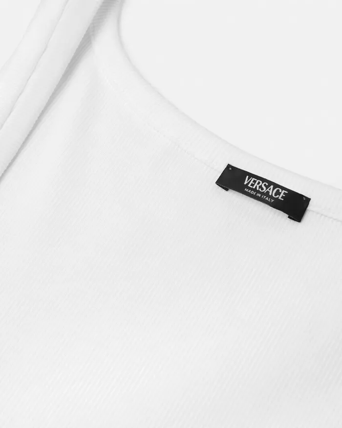 Versace TShirts and Sweatshirts Women 90s Vintage Logo Ribbed Tank Top White