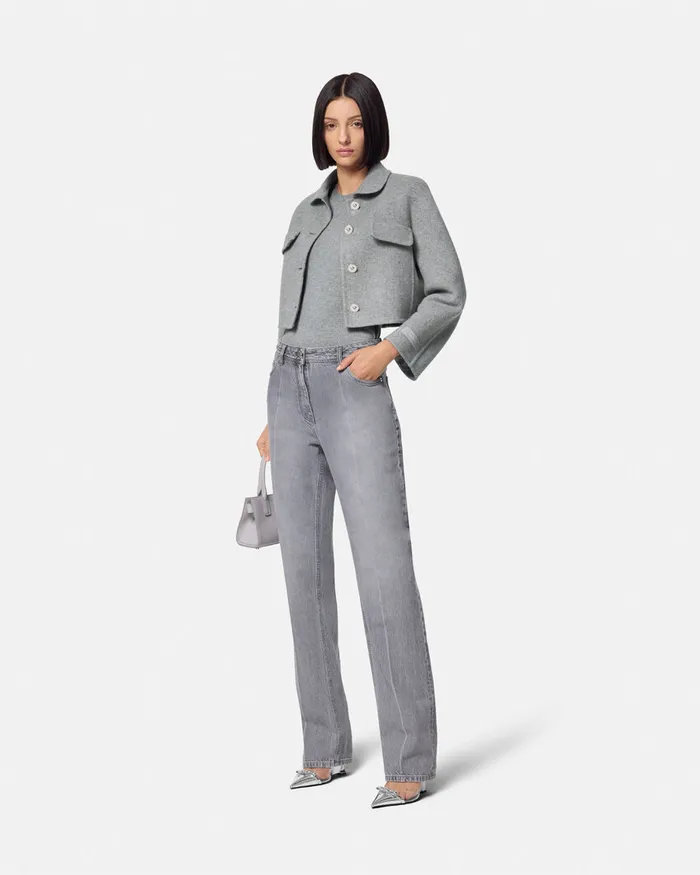 Versace TShirts and Sweatshirts Women CashmereBlend Knit Top Gray