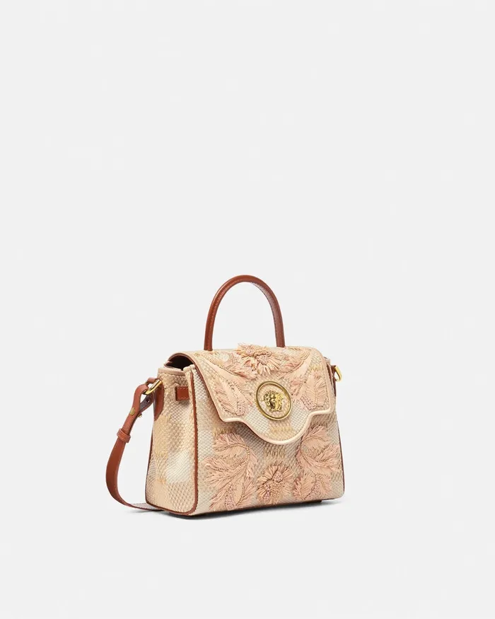 Versace Top Handle Women La Medusa Small Handbag Beige