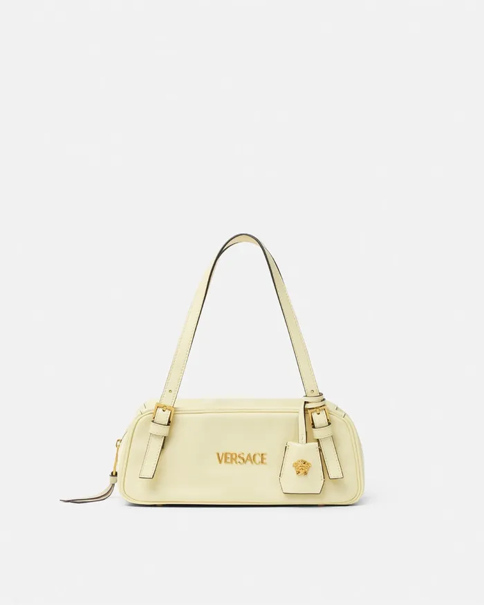 Versace Top Handle Women Tag Bowling Shoulder Bag Yellow