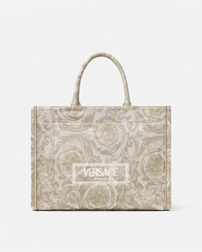 Versace Totes WomenMen Barocco Athena Medium Tote Bag Beigeprint