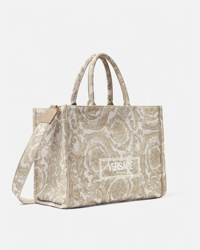 Versace Totes WomenMen Barocco Athena Medium Tote Bag Beigeprint