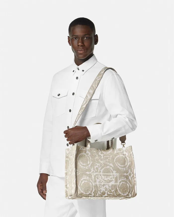 Versace Totes WomenMen Barocco Athena Medium Tote Bag Beigeprint