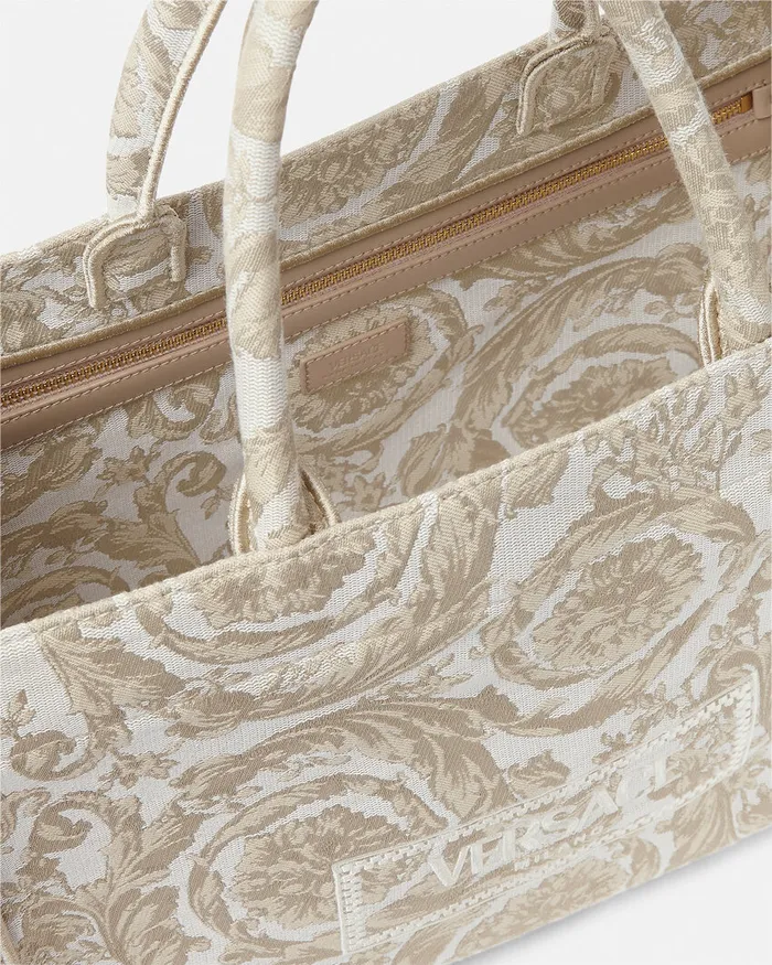 Versace Totes WomenMen Barocco Athena Medium Tote Bag Beigeprint