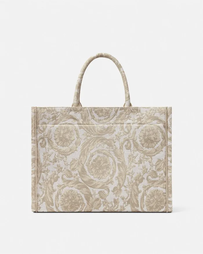 Versace Totes WomenMen Barocco Athena Medium Tote Bag Beigeprint