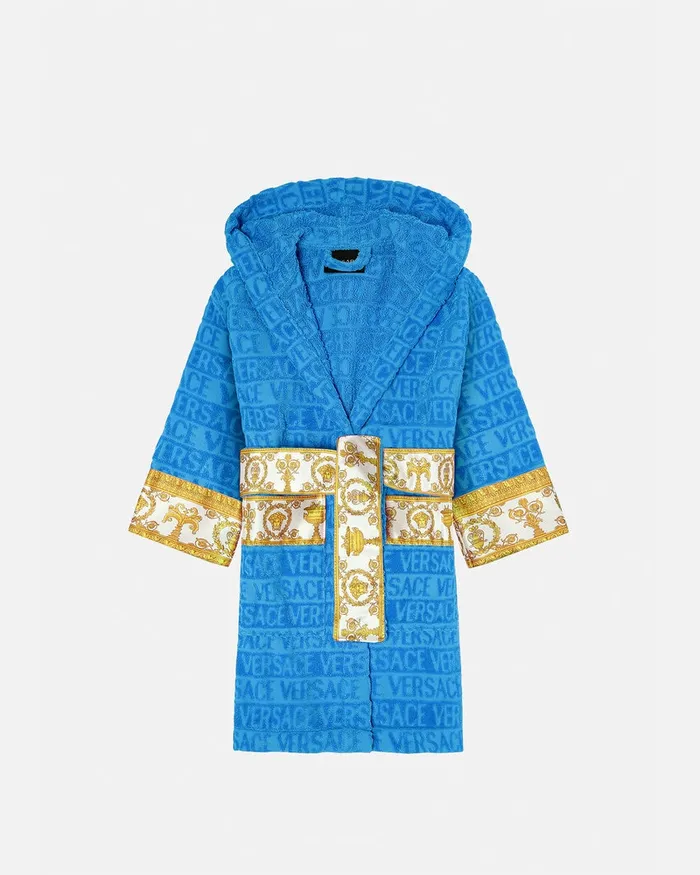 Versace Underwear and Beachwear Kids I Baroque Bathrobe Light Blue