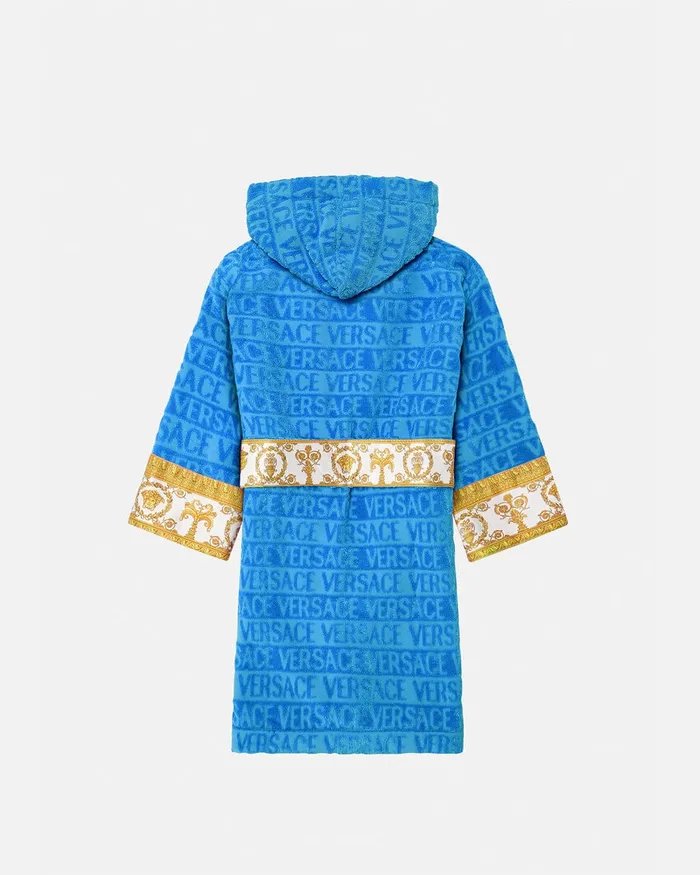 Versace Underwear and Beachwear Kids I Baroque Bathrobe Light Blue