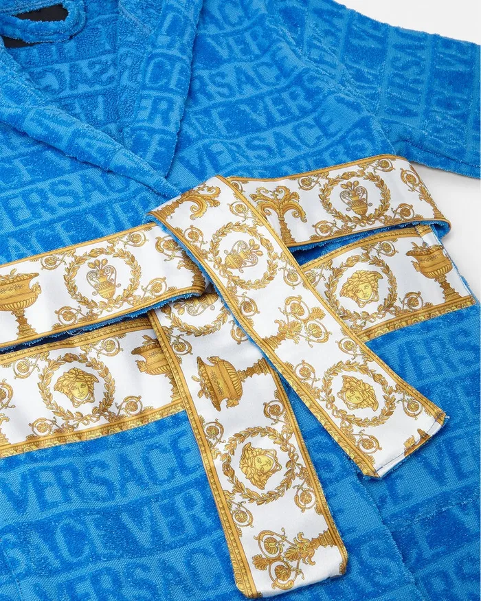 Versace Underwear and Beachwear Kids I Baroque Bathrobe Light Blue