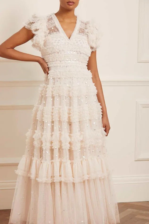 Vivian VNeck Gown Champagne Women Needle and Thread Dresses