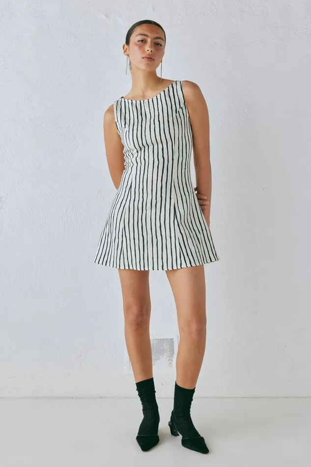 VRG GRL Chloe Linen Mini Dress Black Women Mini Dresses VRG GRL Chloe Linen Mini Dress Black Women Mini Dresses