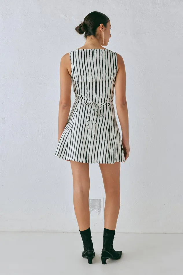 VRG GRL Chloe Linen Mini Dress Black Women Mini Dresses VRG GRL Chloe Linen Mini Dress Black Women Mini Dresses