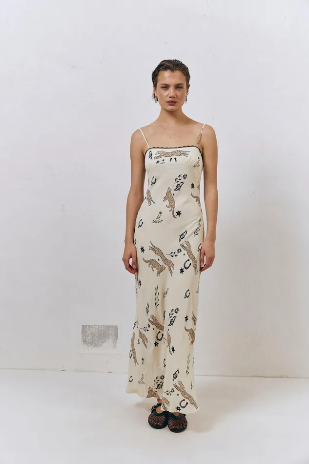 VRG GRL Cosmic Bias Cut Maxi Dress Cream Women MidiMaxi Dresses VRG GRL Cosmic Bias Cut Maxi Dress Cream Women MidiMaxi Dresses