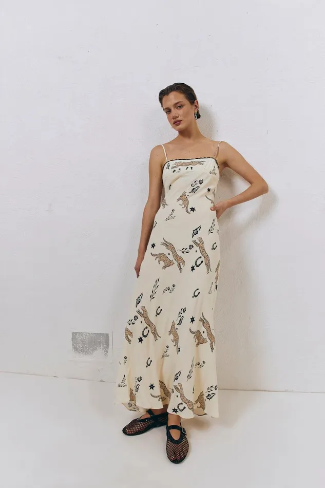 VRG GRL Cosmic Bias Cut Maxi Dress Cream Women MidiMaxi Dresses VRG GRL Cosmic Bias Cut Maxi Dress Cream Women MidiMaxi Dresses