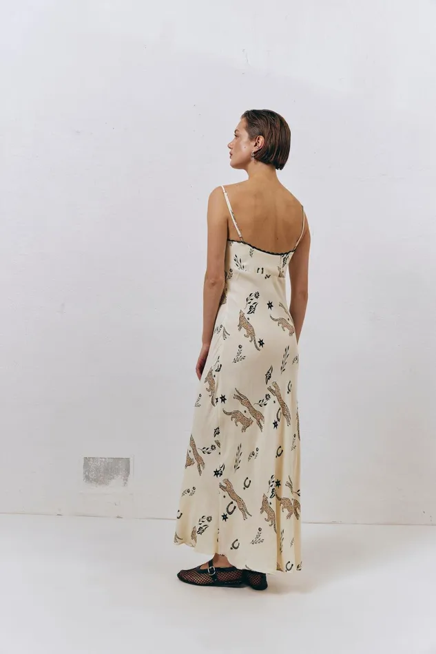 VRG GRL Cosmic Bias Cut Maxi Dress Cream Women MidiMaxi Dresses VRG GRL Cosmic Bias Cut Maxi Dress Cream Women MidiMaxi Dresses