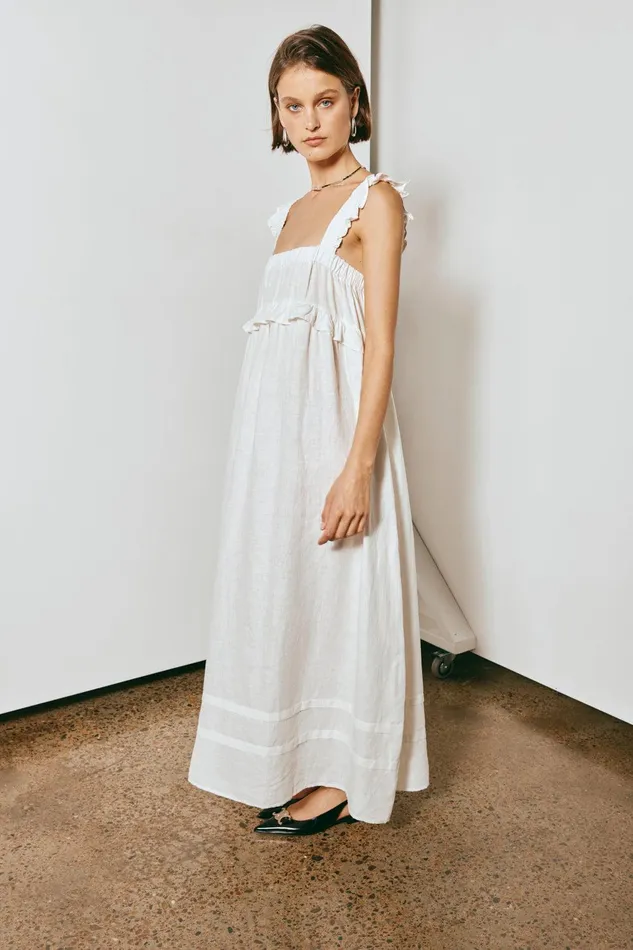 VRG GRL Curate and Create Smock Maxi Dress White Women MidiMaxi Dresses