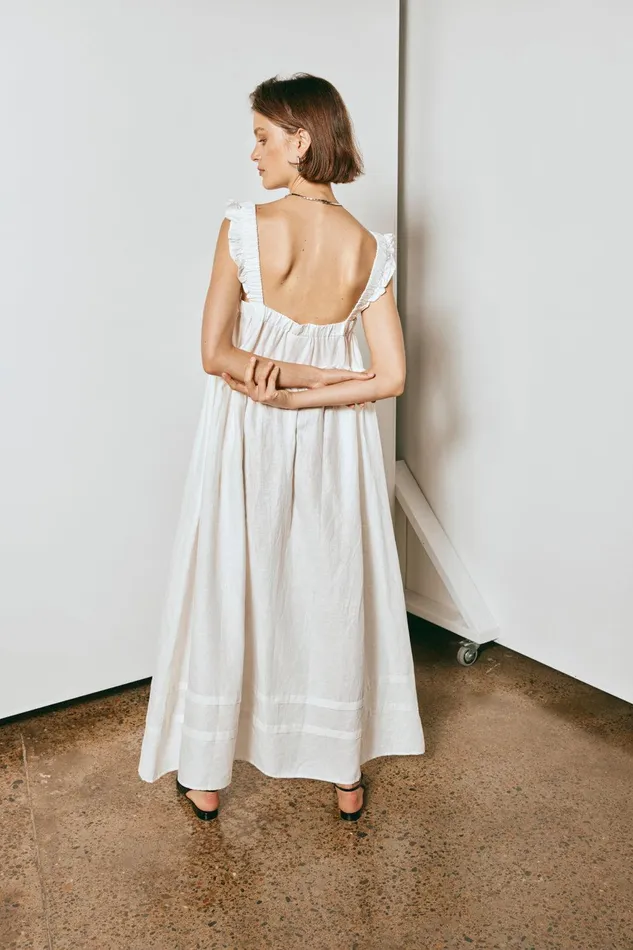 VRG GRL Curate and Create Smock Maxi Dress White Women MidiMaxi Dresses