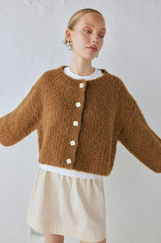 VRG GRL Elsie Knit Cardigan Copper Women JumpersSweaters VRG GRL Elsie Knit Cardigan Copper Women JumpersSweaters