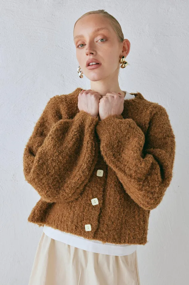 VRG GRL Elsie Knit Cardigan Copper Women JumpersSweaters VRG GRL Elsie Knit Cardigan Copper Women JumpersSweaters