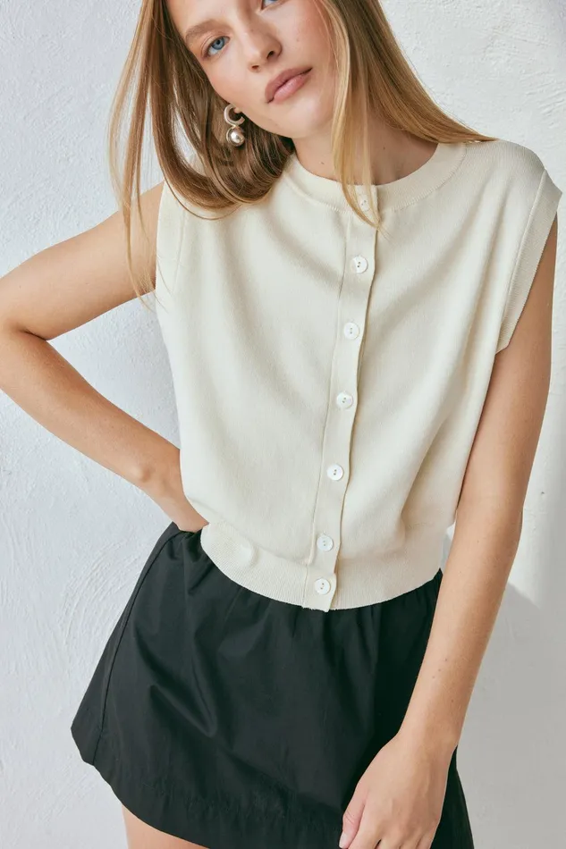 VRG GRL Evie Knit Vest Cream Women Sleeveless