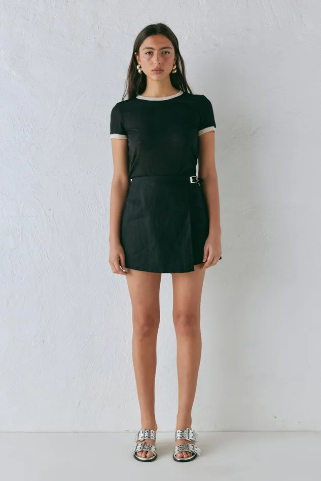VRG GRL Matteo Linen Skort Black Women Skorts VRG GRL Matteo Linen Skort Black Women Skorts