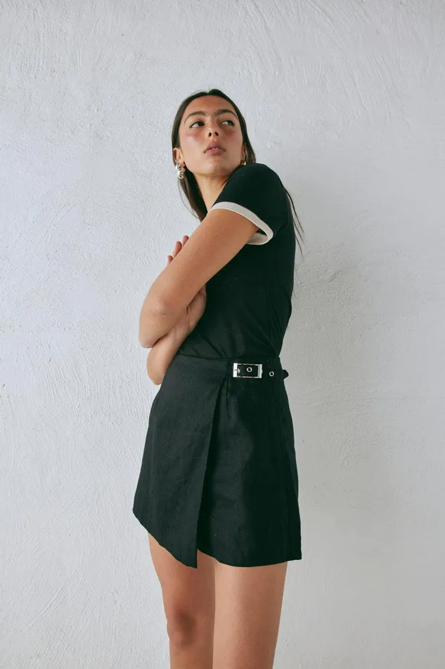VRG GRL Matteo Linen Skort Black Women Skorts VRG GRL Matteo Linen Skort Black Women Skorts