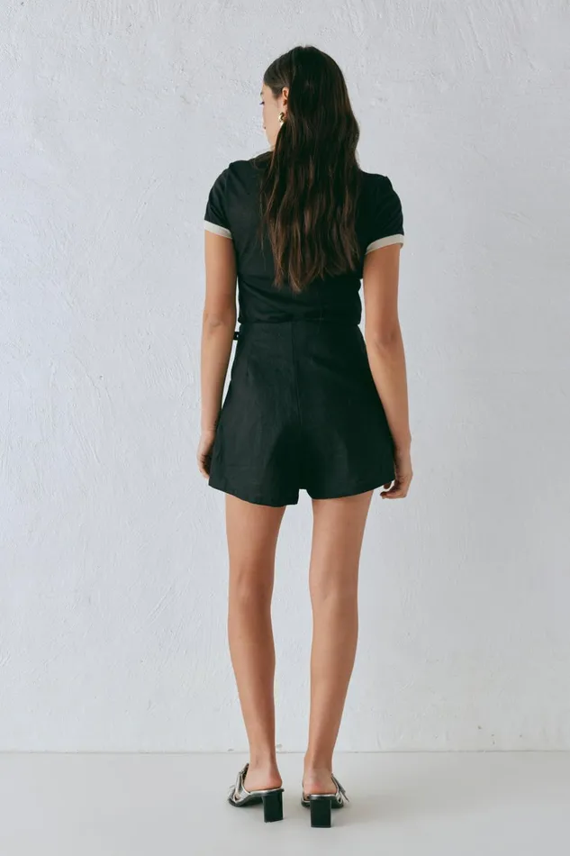 VRG GRL Matteo Linen Skort Black Women Skorts VRG GRL Matteo Linen Skort Black Women Skorts