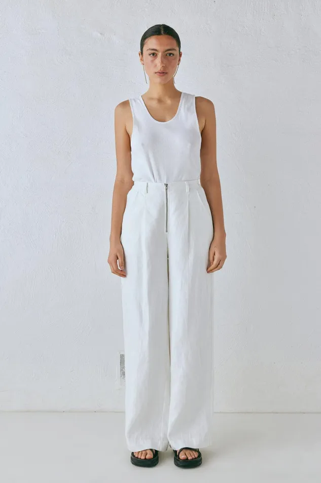 VRG GRL Nahna Linen Pants White Women Pants