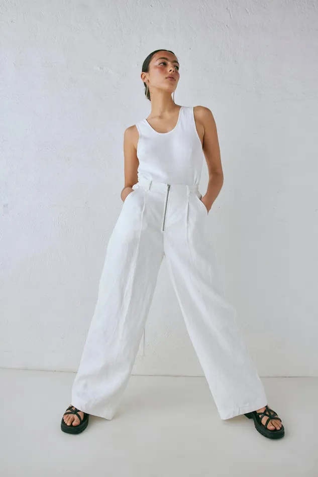 VRG GRL Nahna Linen Pants White Women Pants VRG GRL Nahna Linen Pants White Women Pants