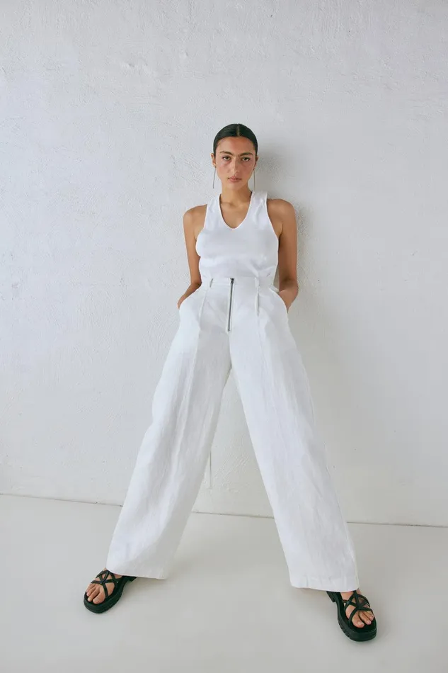 VRG GRL Nahna Linen Pants White Women Pants VRG GRL Nahna Linen Pants White Women Pants