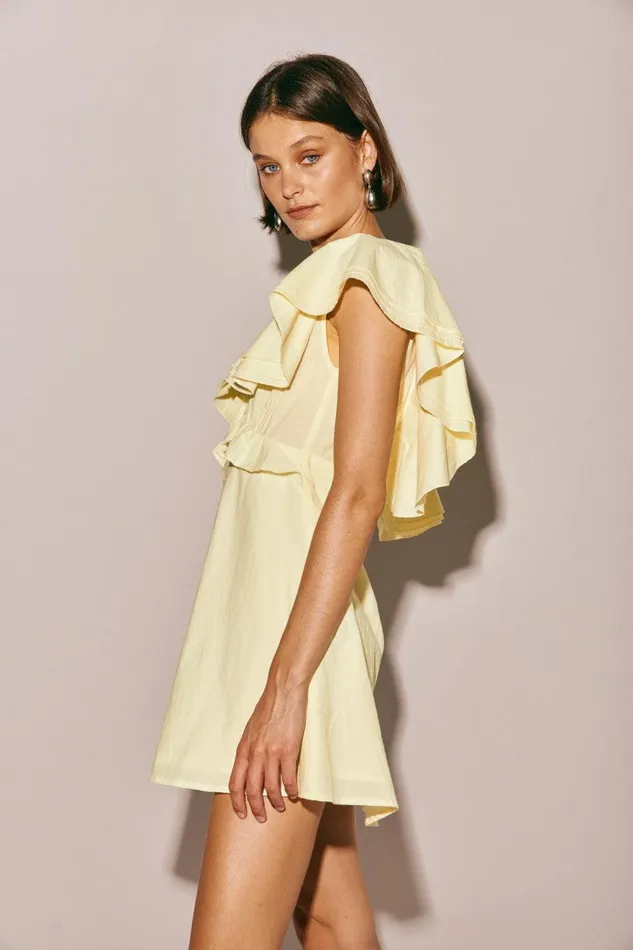 VRG GRL Party Nights Frill Mini Dress Lemon Women Mini Dresses VRG GRL Party Nights Frill Mini Dress Lemon Women Mini Dresses