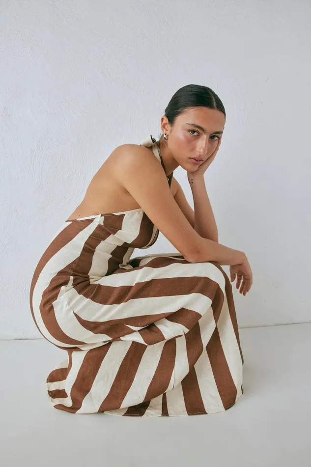 VRG GRL Polly Linen Maxi Dress Stripe Women MidiMaxi Dresses