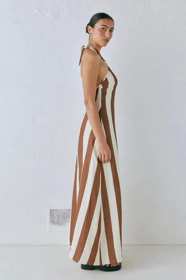 VRG GRL Polly Linen Maxi Dress Stripe Women MidiMaxi Dresses