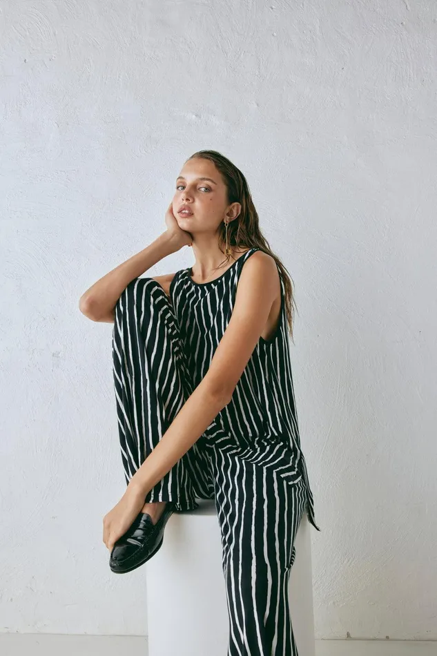 VRG GRL Rieti Pants Black Stripe Women Sets