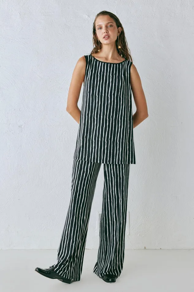 VRG GRL Rieti Pants Black Stripe Women Sets
