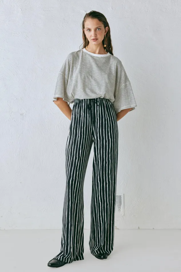 VRG GRL Rieti Pants Black Stripe Women Sets