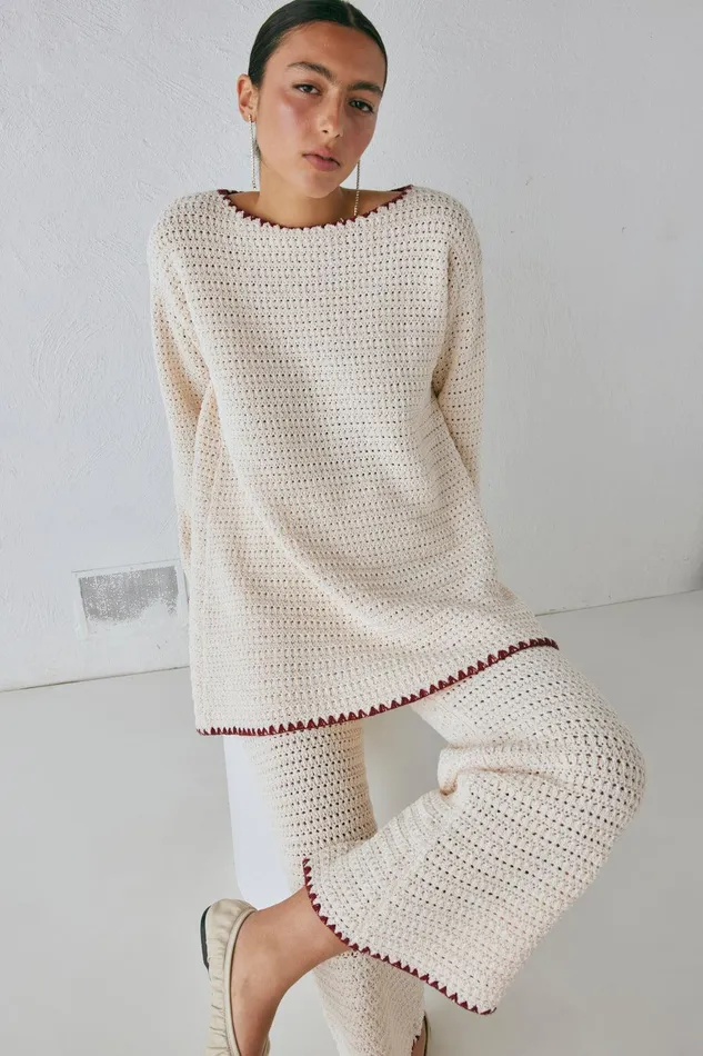 VRG GRL Stella Knit Tunic Cream Women Mini Dresses