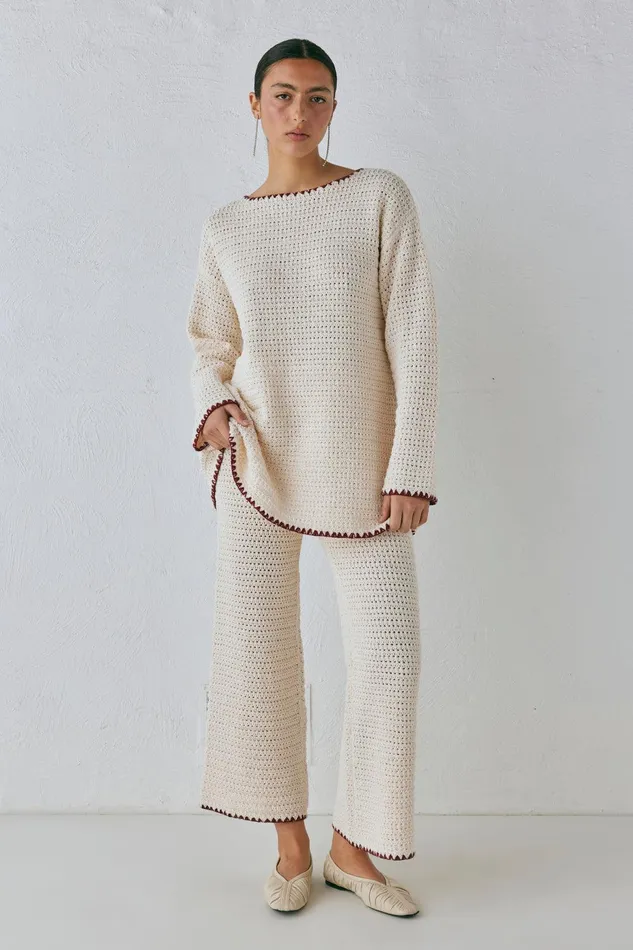 VRG GRL Stella Knit Tunic Cream Women Mini Dresses